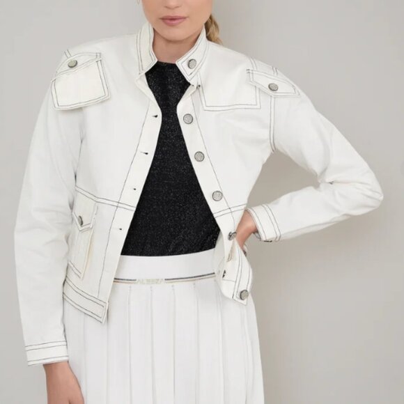 Aleeza Paris Cotton Jacket with Contrast Black Stitching – XS NWT - Picture 2 of 3